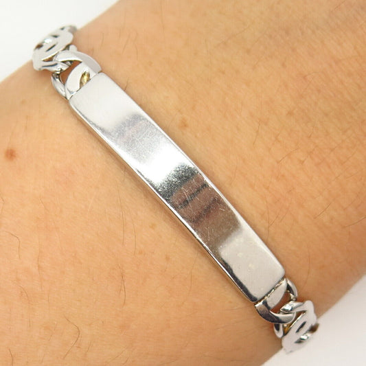 925 Sterling Silver ID Link Bracelet 8"