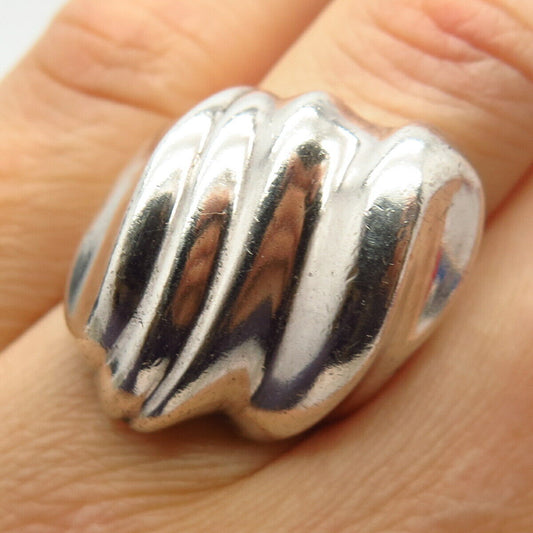 925 Sterling Silver Vintage Mexico Shell Design Ring Size 6 1/4