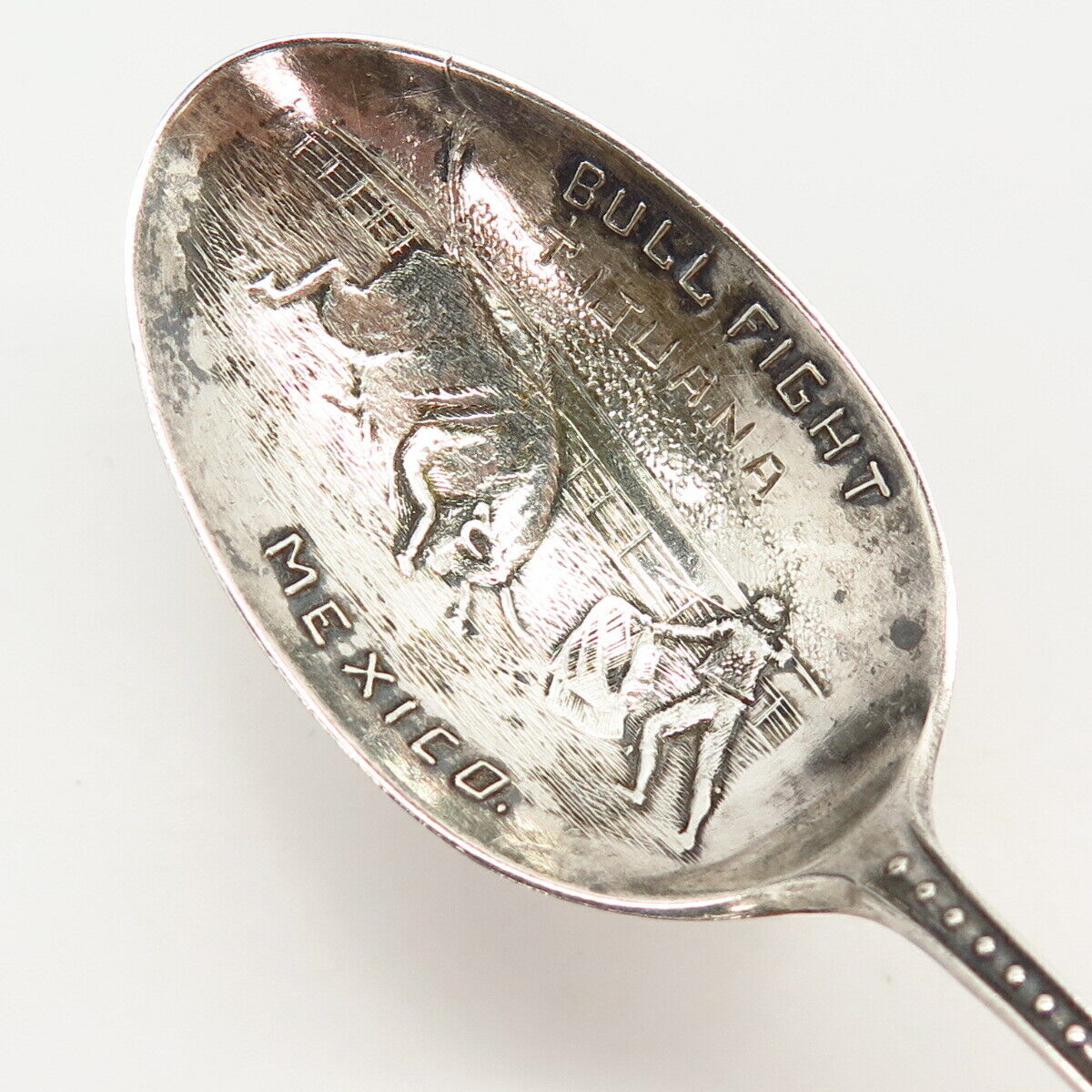 925 Sterling Antique Paye & Baker Enamel "Bull Fight Mexico" Spoon