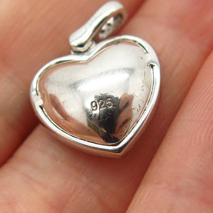 925 Sterling Silver C Z Hollow Heart & Swirl Design Pendant