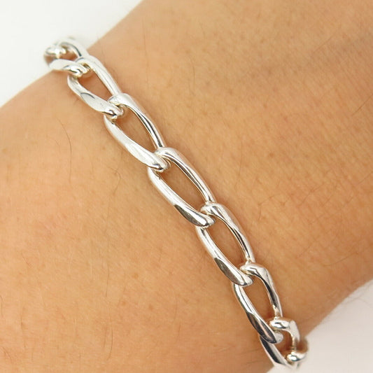 925 Sterling Silver Italy Twisted Curb Link Bracelet 7"