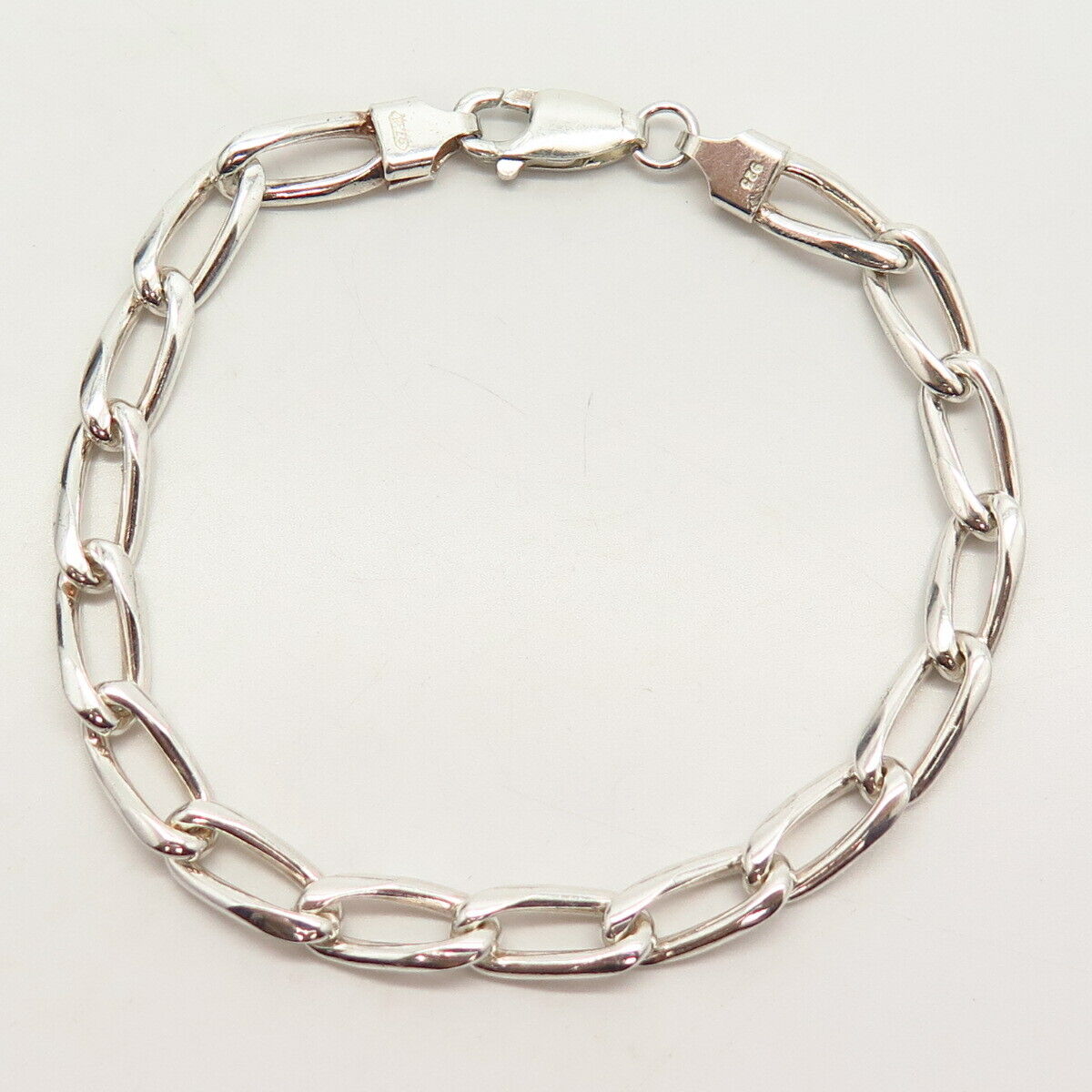 925 Sterling Silver Italy Twisted Curb Link Bracelet 7"