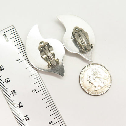 925 Sterling Silver Vintage Mexico Shell Design Clip On Earrings