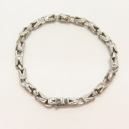 925 Sterling Silver C Z Fancy Link Bracelet  7.5"