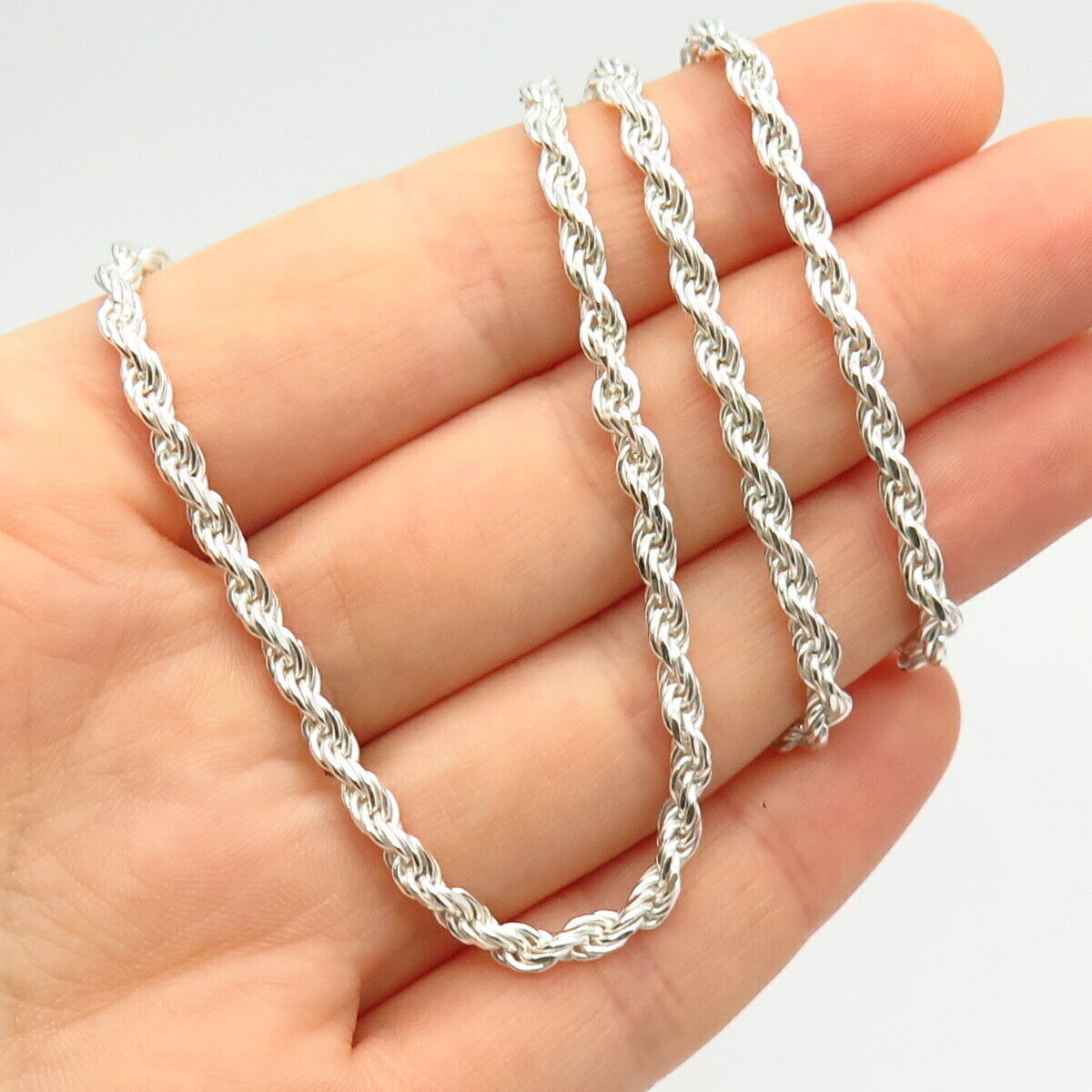 925 Sterling Silver Italy PGDA Twisted Rope Chain Necklace 20"