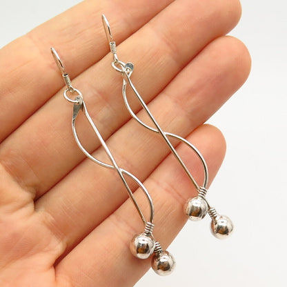 925 Sterling Silver Bead Design Dangling Earrings