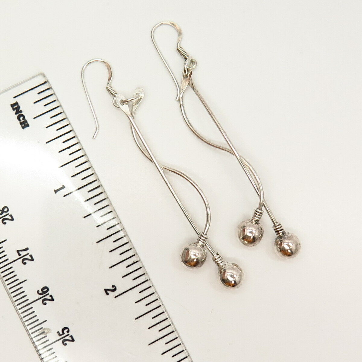 925 Sterling Silver Bead Design Dangling Earrings