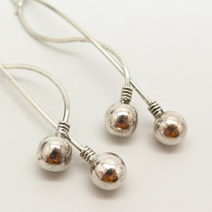 925 Sterling Silver Bead Design Dangling Earrings