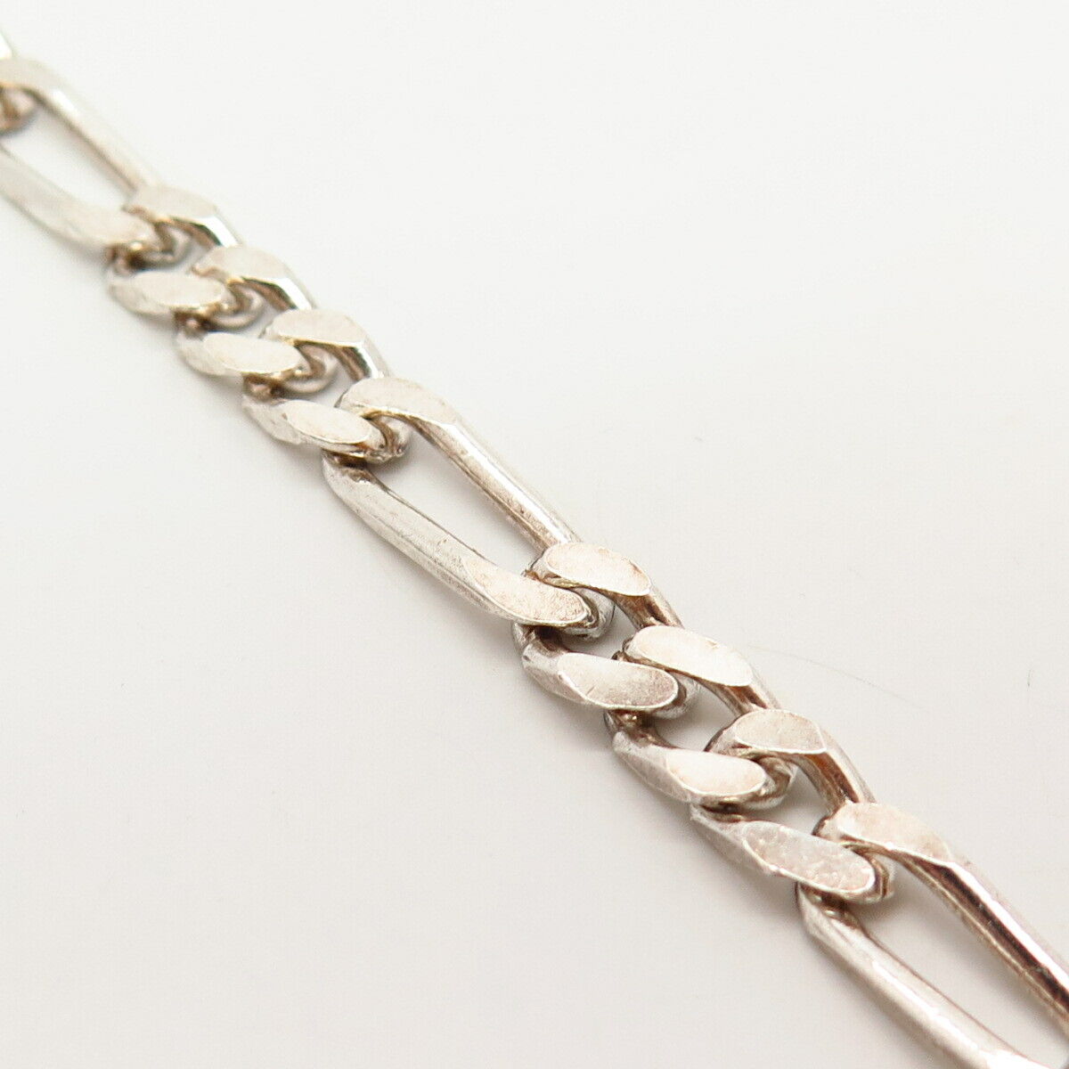 925 Sterling Silver Italy Figaro Link Bracelet 7.5"