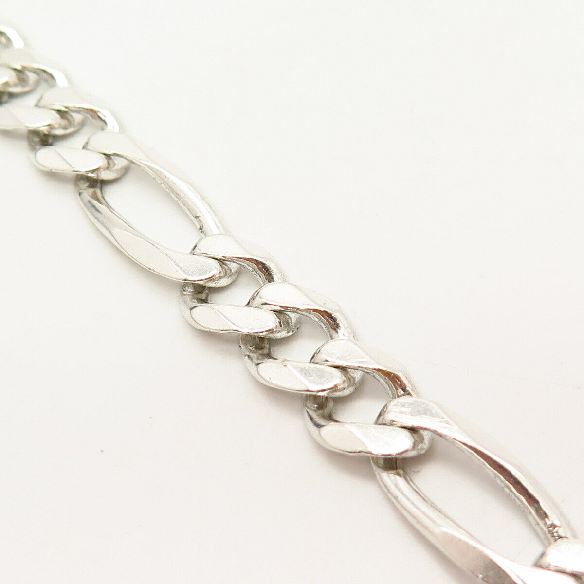 925 Sterling Silver Italy Figaro Link Bracelet 7 3/4"