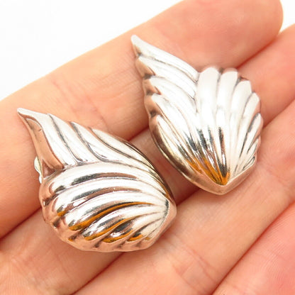 925 Sterling Silver Vintage Shell Design Clip On Earrings