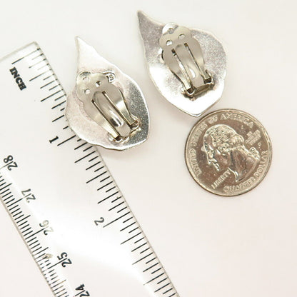 925 Sterling Silver Vintage Shell Design Clip On Earrings