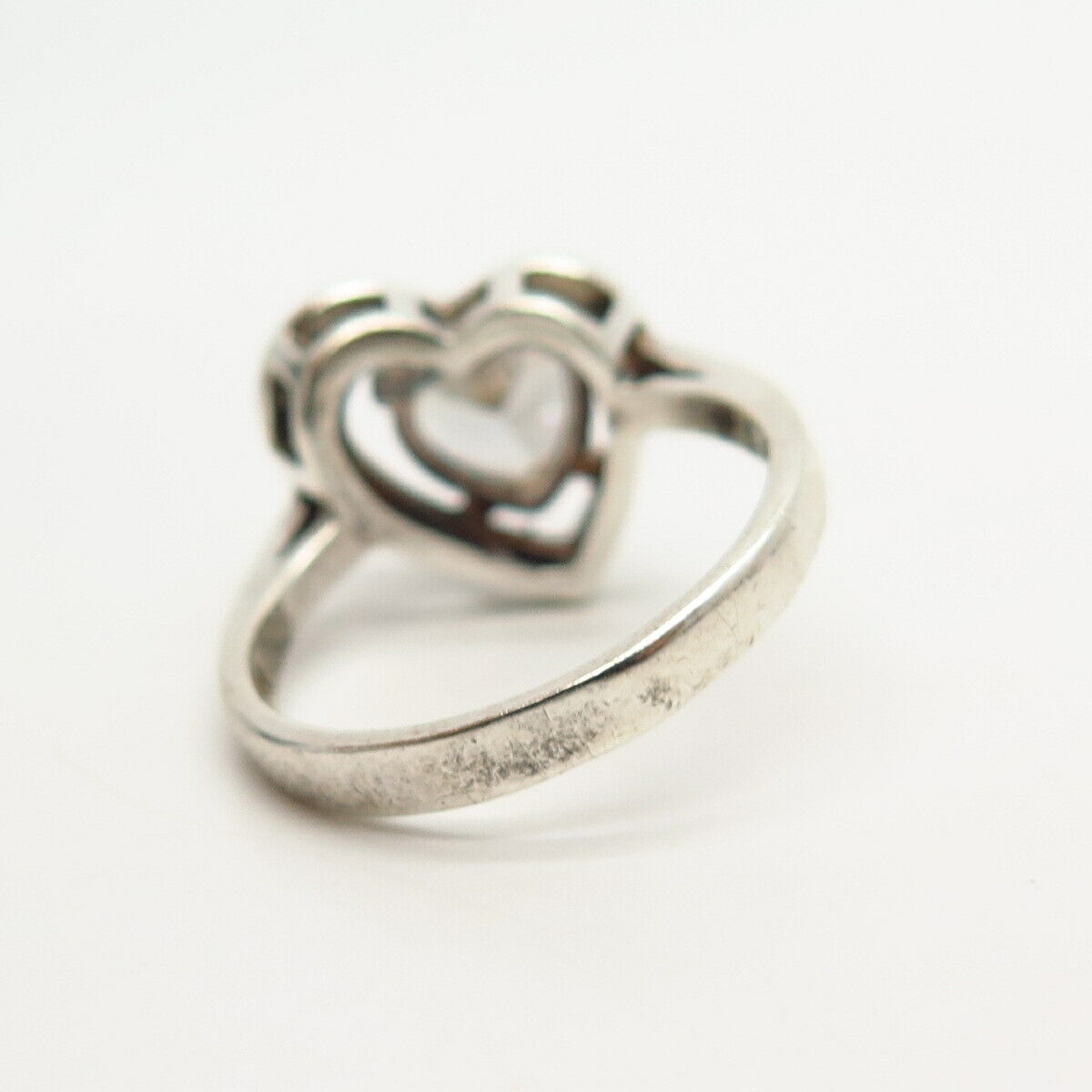 925 Sterling Silver C Z Heart Design Ring Size 7