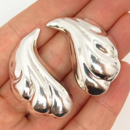 925 Sterling Silver Vintage Mexico Shell Design Clip On Earrings