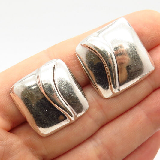 925 Sterling Silver Vintage Mexico Square Shape Earrings