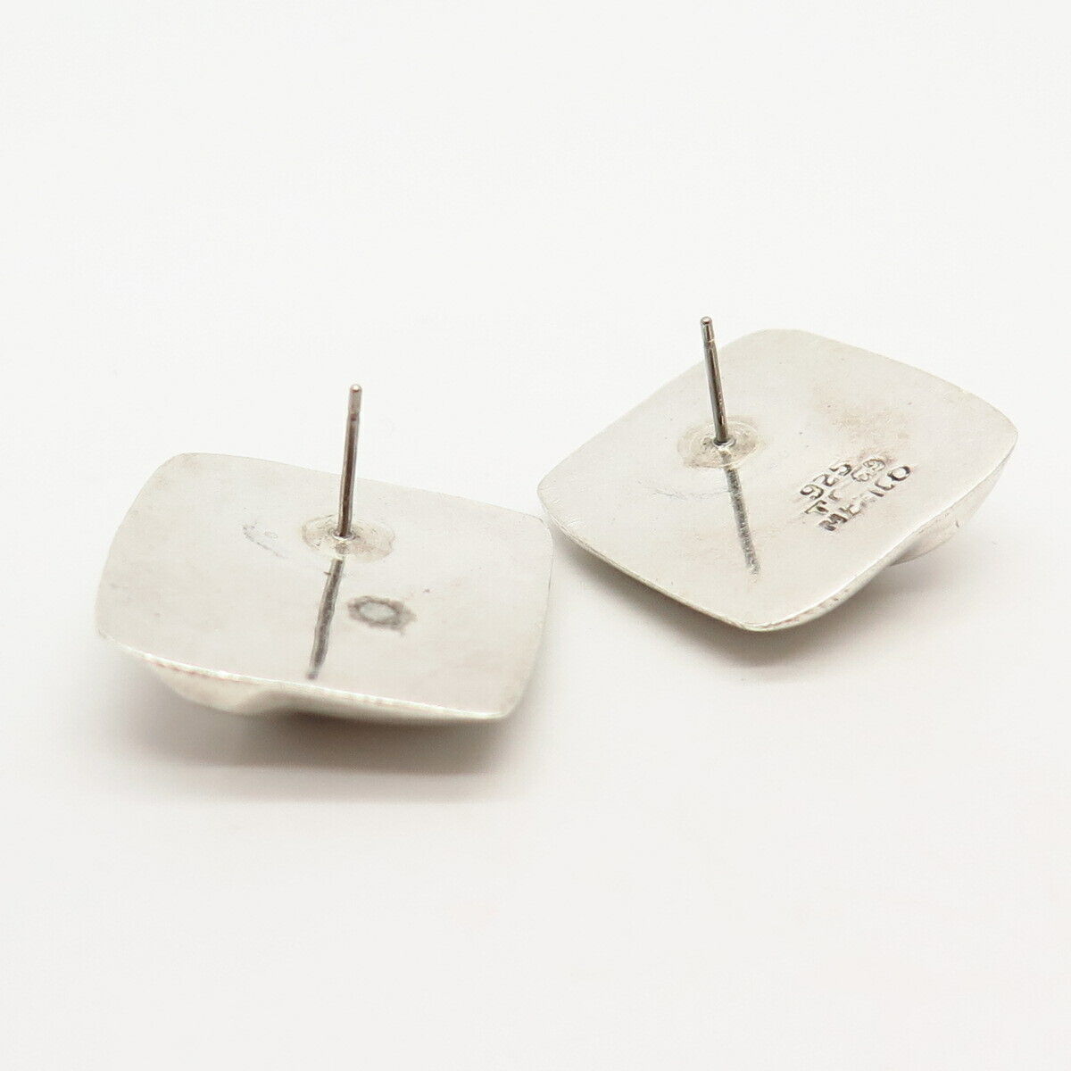 925 Sterling Silver Vintage Mexico Square Shape Earrings