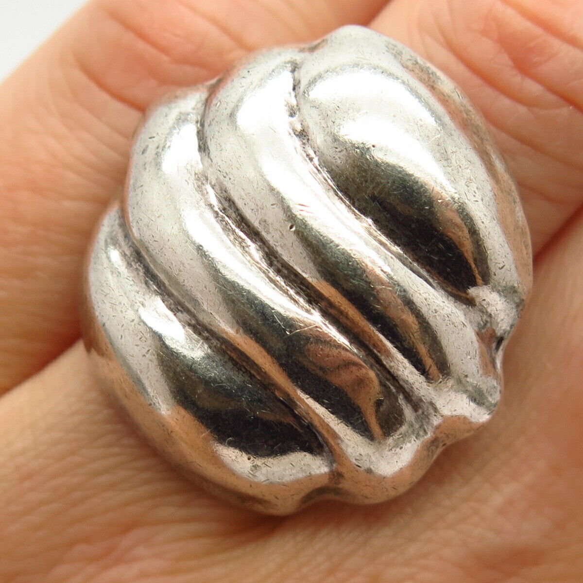 925 Sterling Silver Vintage Mexico Large Shell Design Ring Size 6