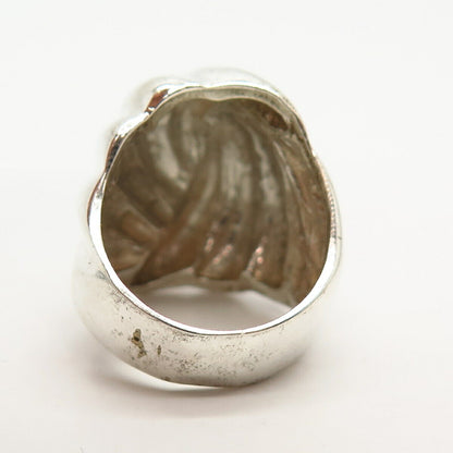 925 Sterling Silver Vintage Mexico Large Shell Design Ring Size 10