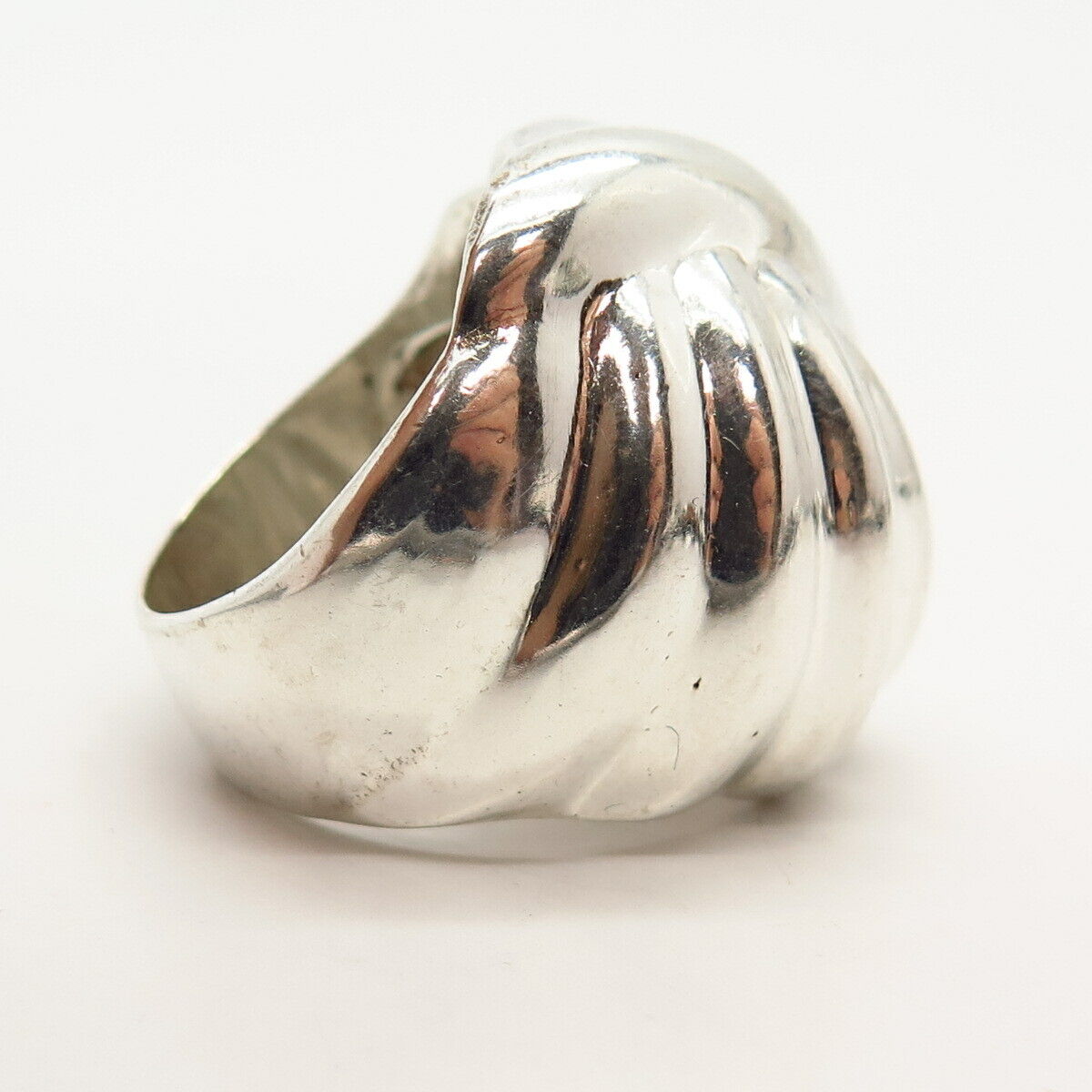 925 Sterling Silver Vintage Mexico Large Shell Design Ring Size 10