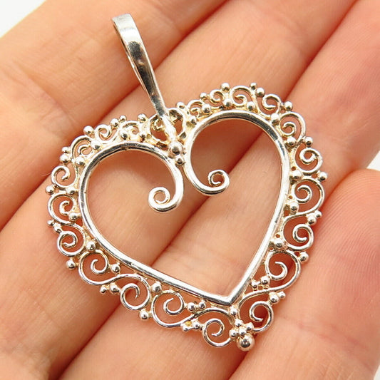 925 Sterling Silver Open Heart Design Pendant