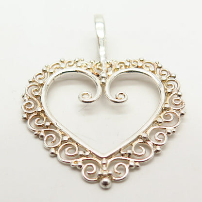 925 Sterling Silver Open Heart Design Pendant