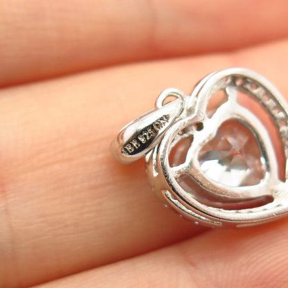 925 Sterling Silver C Z Heart Pendant