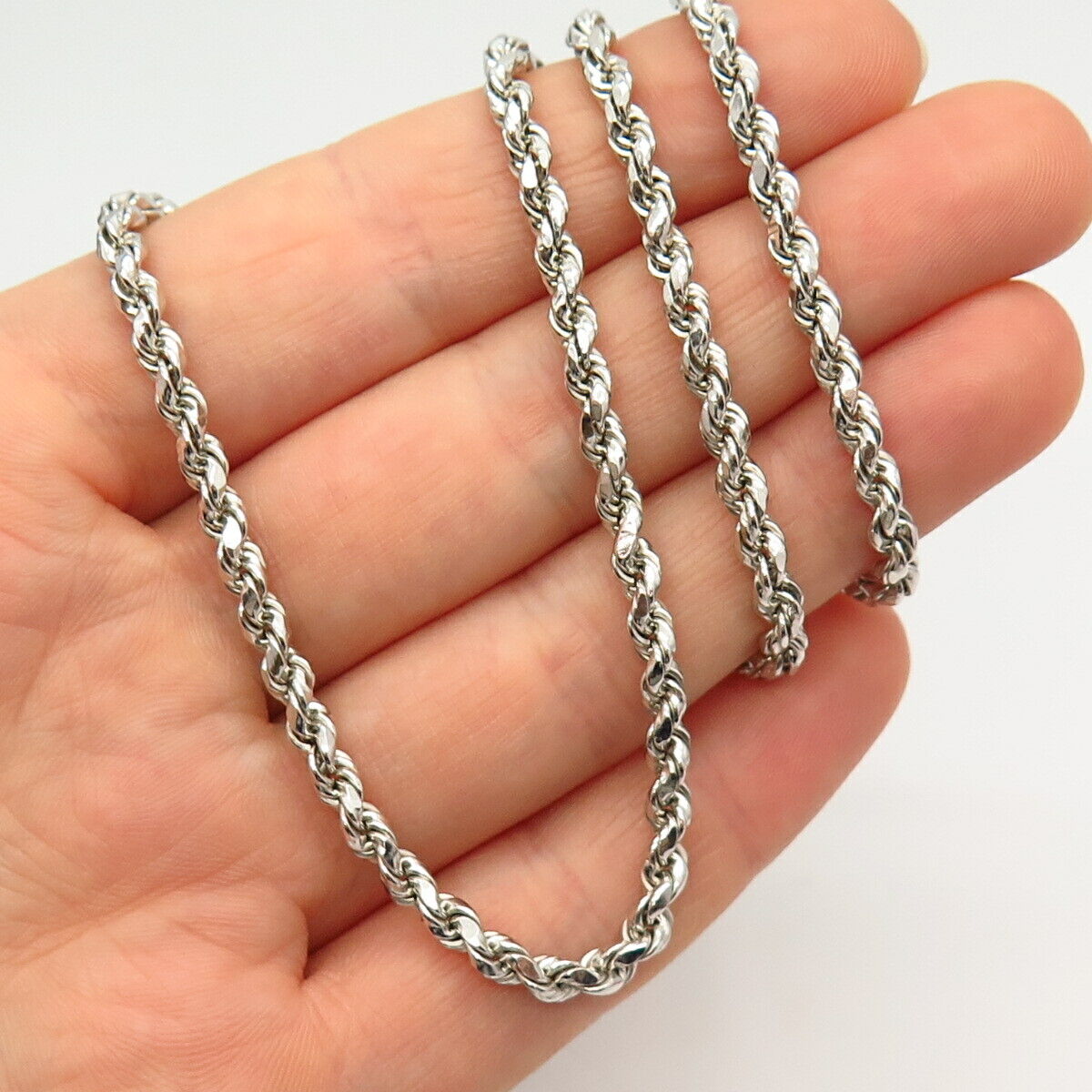 925 Sterling Silver Twisted Rope Chain Necklace 23"