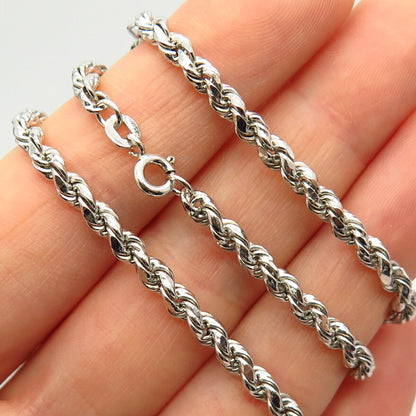 925 Sterling Silver Twisted Rope Chain Necklace 23"