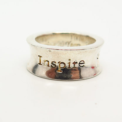 925 Sterling Silver "Inspire Preserve Enrich" Band Ring Size 6