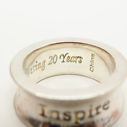 925 Sterling Silver "Inspire Preserve Enrich" Band Ring Size 6