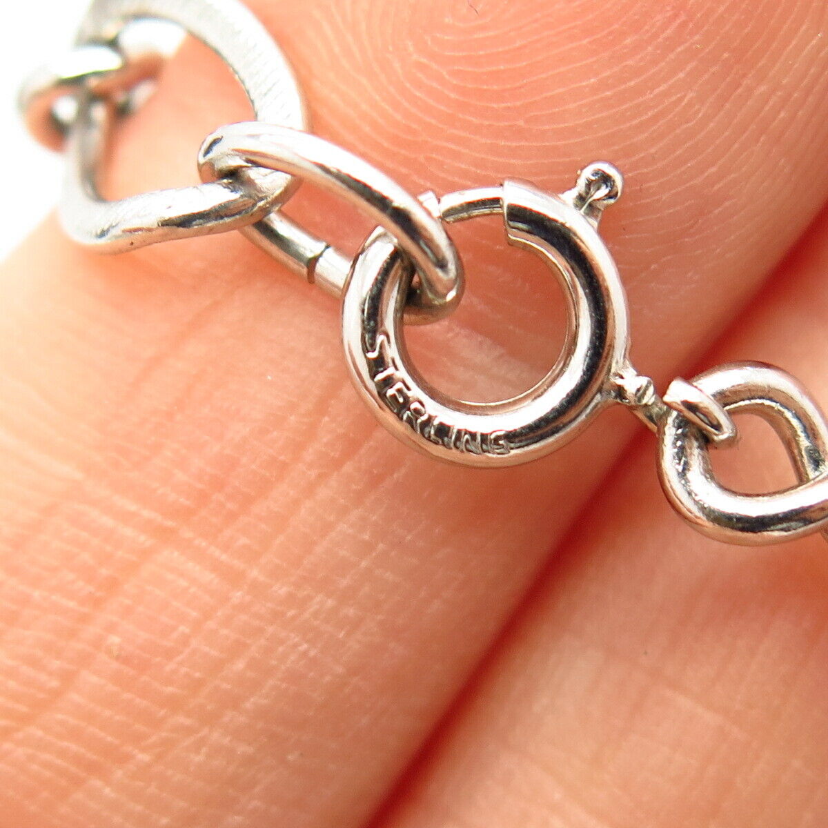 925 Sterling Silver Vintage Toy Design Charm Infinity Link Bracelet 7"