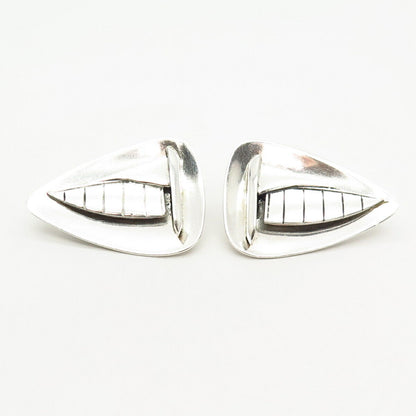 925 Sterling Silver Vintage Sailboat Design Clip On Earrings