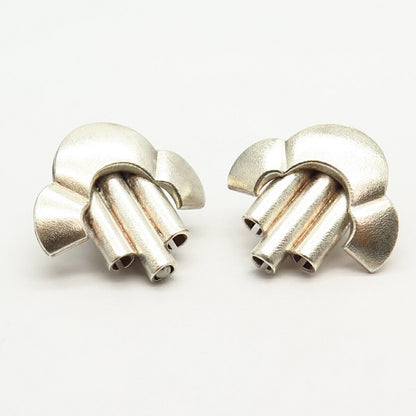 925 Sterling Silver Vintage Monet Modernist Design Clip On Earrings