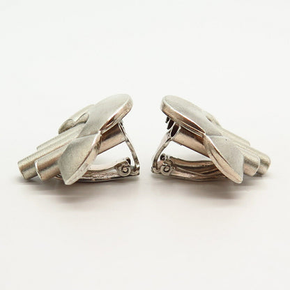 925 Sterling Silver Vintage Monet Modernist Design Clip On Earrings