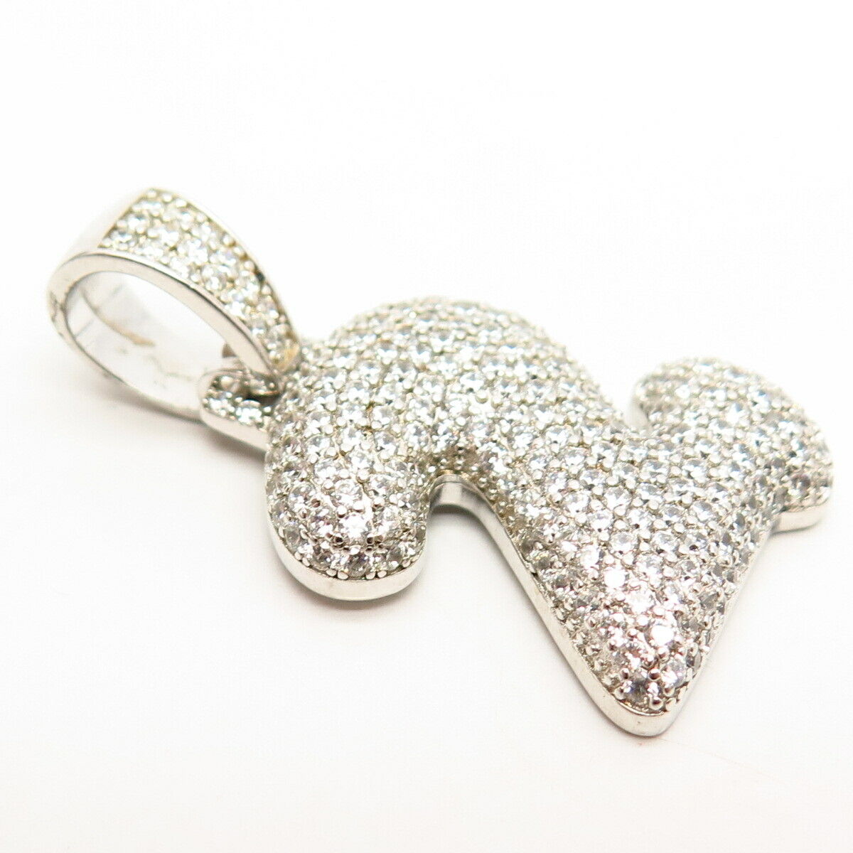 925 Sterling Silver Pave C Z Puffy "Number 2 / Lucky Number" Pendant