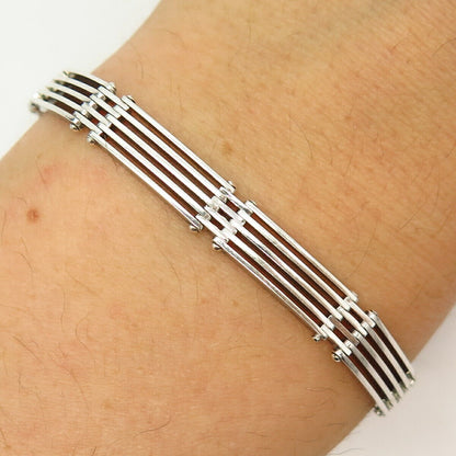 925 Sterling Silver Italy Gate Link Bracelet 7"