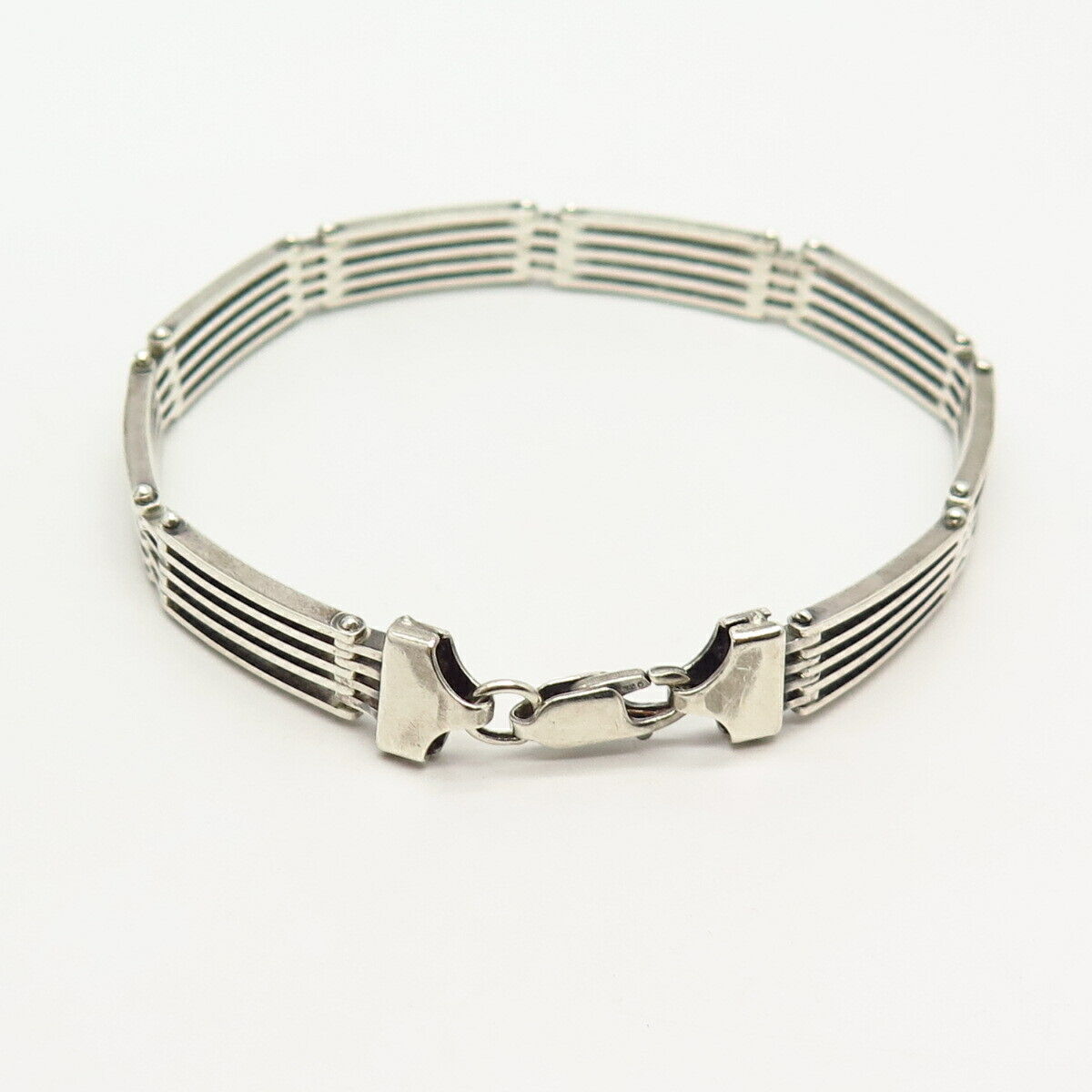 925 Sterling Silver Italy Gate Link Bracelet 7"