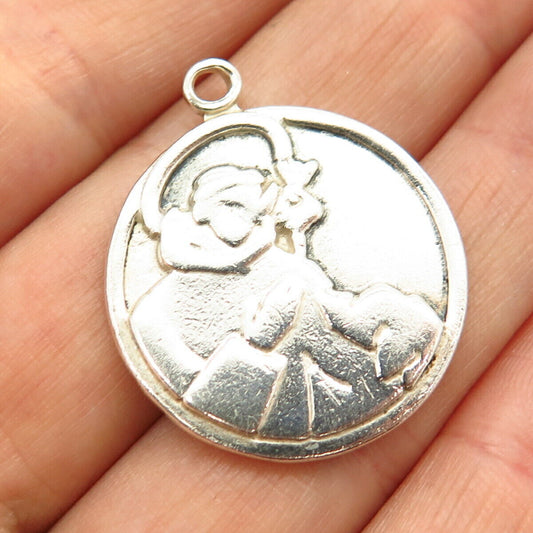 925 Sterling Silver Antique St. Anthony Religious Pendant