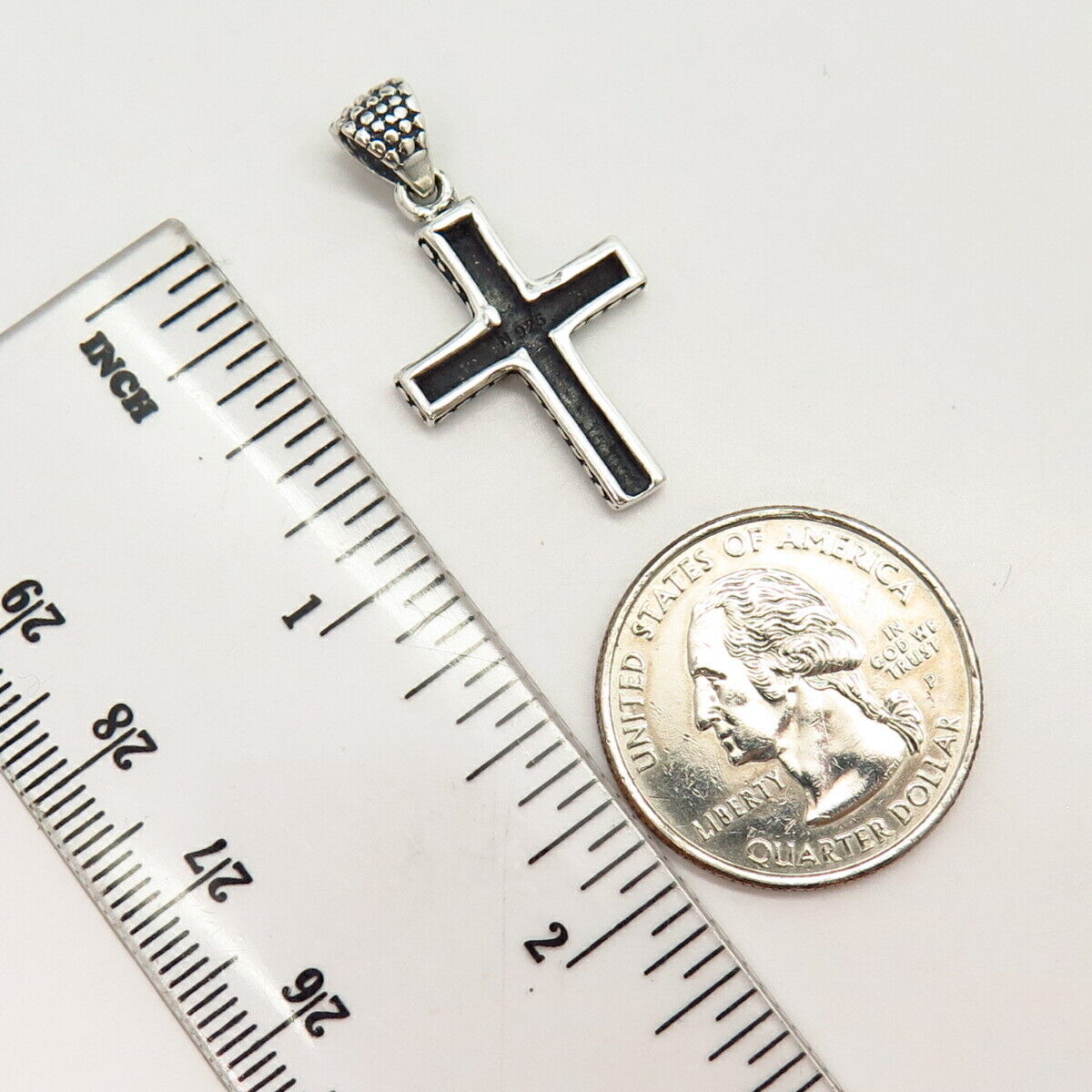 925 Sterling Silver Granulated Design Cross Pendant