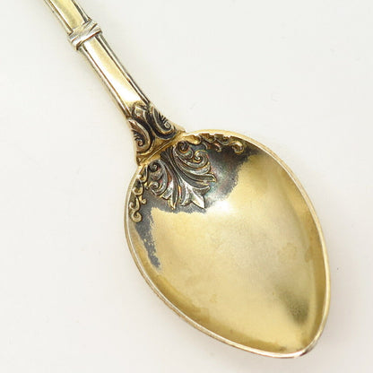 800 Silver Gold Washed Antique Blue Enamel "Wiesbaden" Spoon