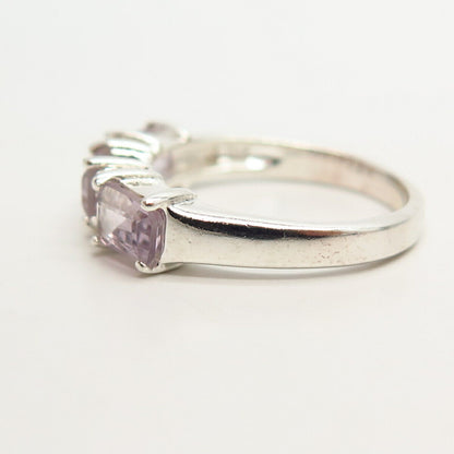 925 Sterling Silver White & Light Amethyst-Tone C Z Ring