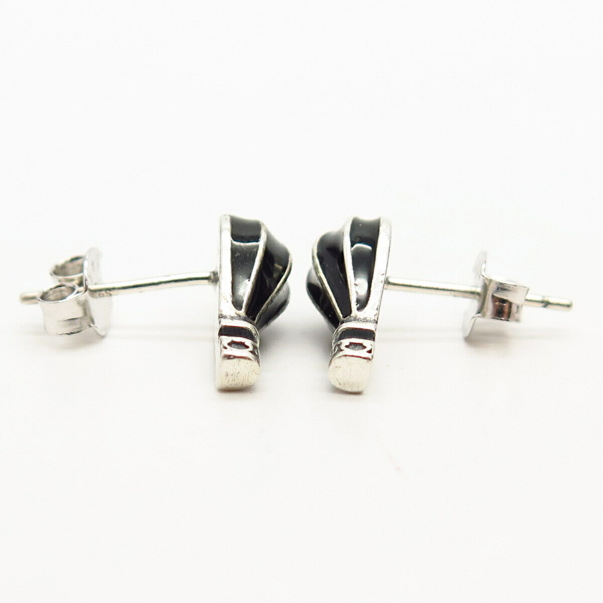 925 Sterling Silver Black Enamel Air Balloons Design Small Stud Earrings