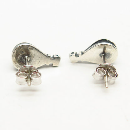 925 Sterling Silver Black Enamel Air Balloons Design Small Stud Earrings