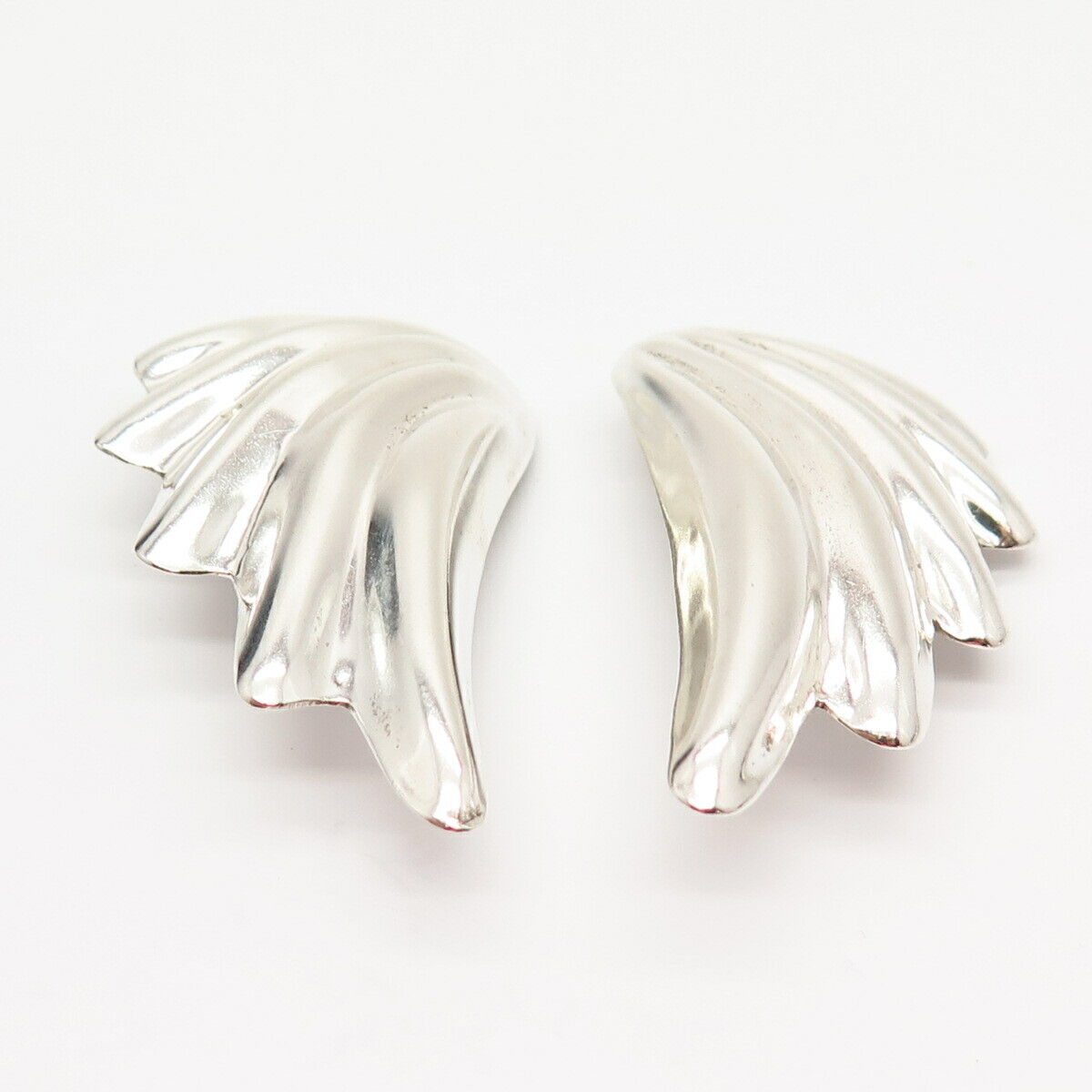 925 Sterling Silver Vintage Mexico Wings Design Clip On Earrings