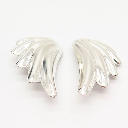 925 Sterling Silver Vintage Mexico Wings Design Clip On Earrings