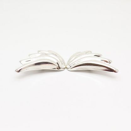 925 Sterling Silver Vintage Mexico Wings Design Clip On Earrings