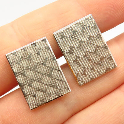 925 Sterling Silver Vintage Satin Finish Rectangle Cufflinks