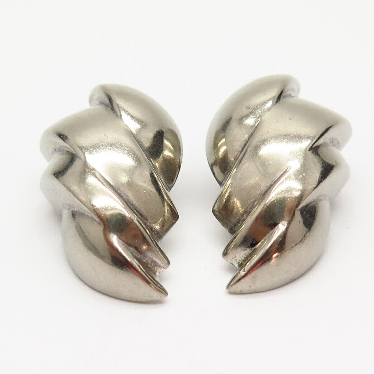 925 Sterling Silver Hollow Shell Design Clip On Earrings