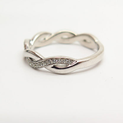 925 Sterling Silver C Z Braiding Design Ring Size 6 1/4