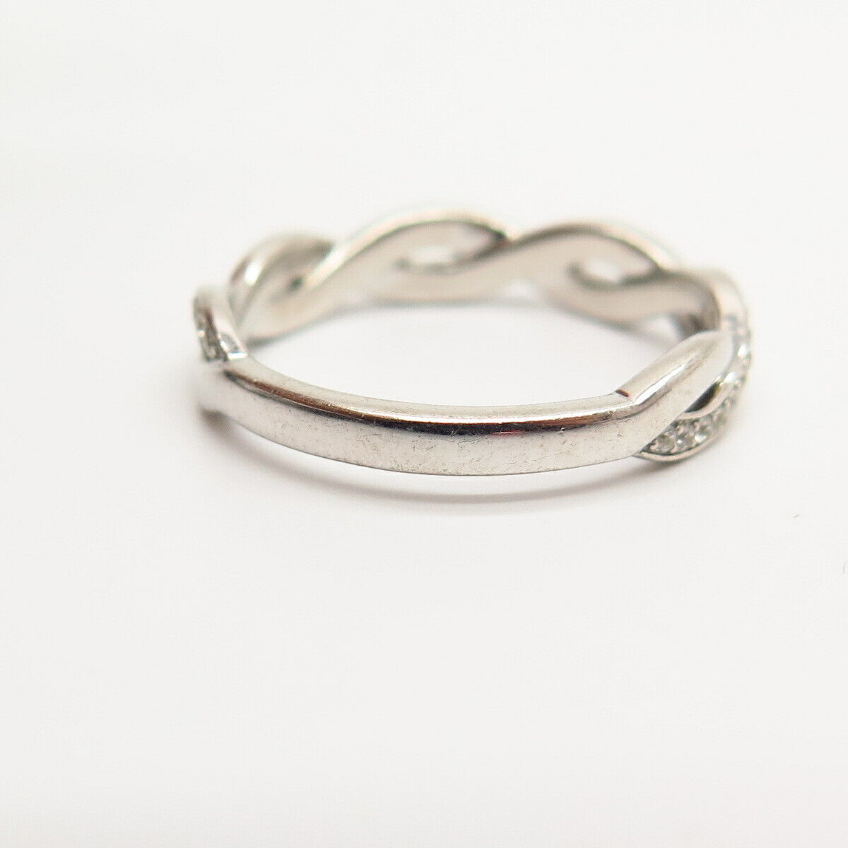 925 Sterling Silver C Z Braiding Design Ring Size 6 1/4